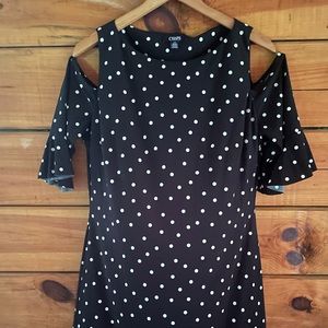 SOLD! Chaps polka dot peekaboo shoulder dress